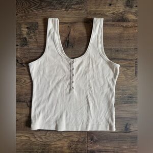 Abercrombie & Fitch Ribbed Button Tank top- Tan